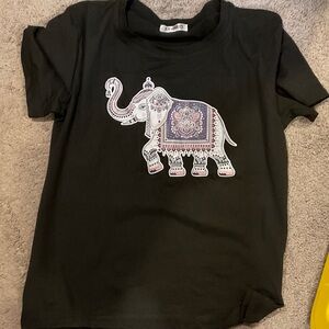 Black Short-Sleeve Elephant Graphic Tee - Unbranded